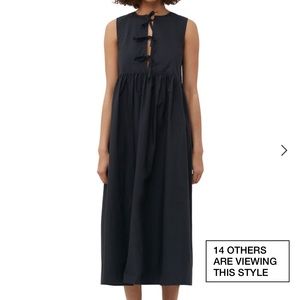 Ganni cotton poplin midi dress black